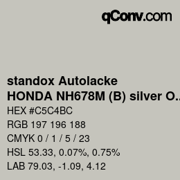 カラーコード: standox Autolacke - HONDA NH678M (B) silver OEM 2006 | qconv.com
