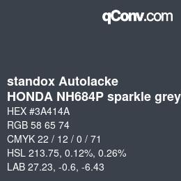 Code couleur: standox Autolacke - HONDA NH684P sparkle grey OEM 2005 | qconv.com