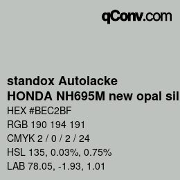 颜色代码: standox Autolacke - HONDA NH695M new opal silver OEM 2005 | qconv.com