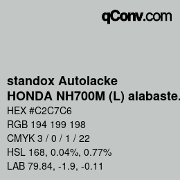 カラーコード: standox Autolacke - HONDA NH700M (L) alabaster silver OEM 2006 | qconv.com