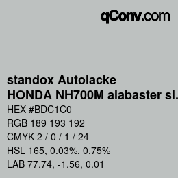 Código de color: standox Autolacke - HONDA NH700M alabaster silver OEM 2006 | qconv.com