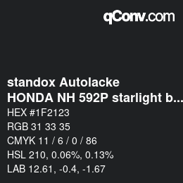Color code: standox Autolacke - HONDA NH 592P starlight black | qconv.com