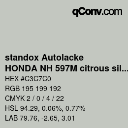 Código de color: standox Autolacke - HONDA NH 597M citrous silver | qconv.com