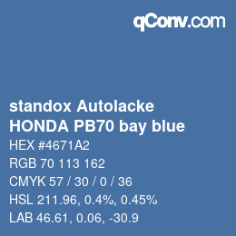 カラーコード: standox Autolacke - HONDA PB70 bay blue | qconv.com