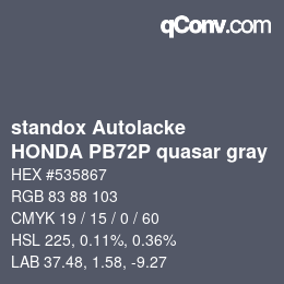 Color code: standox Autolacke - HONDA PB72P quasar gray | qconv.com