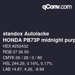 Farbcode: standox Autolacke - HONDA PB73P midnight purple | qconv.com