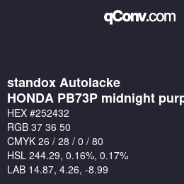 Color code: standox Autolacke - HONDA PB73P midnight purple | qconv.com