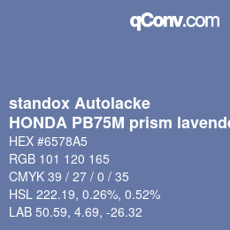 Code couleur: standox Autolacke - HONDA PB75M prism lavender | qconv.com