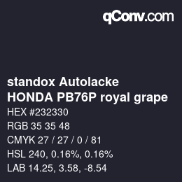 Code couleur: standox Autolacke - HONDA PB76P royal grape | qconv.com