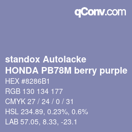 Color code: standox Autolacke - HONDA PB78M berry purple | qconv.com
