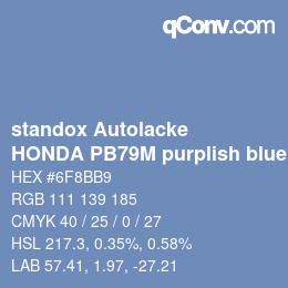 Farbcode: standox Autolacke - HONDA PB79M purplish blue | qconv.com