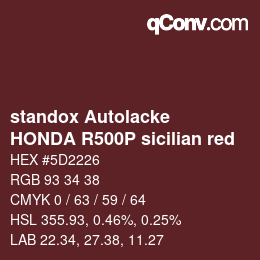Código de color: standox Autolacke - HONDA R500P sicilian red | qconv.com