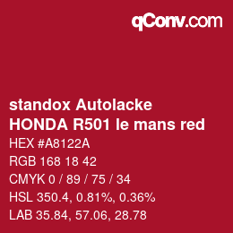 Color code: standox Autolacke - HONDA R501 le mans red | qconv.com
