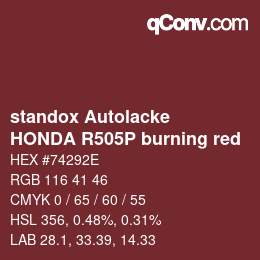 Code couleur: standox Autolacke - HONDA R505P burning red | qconv.com