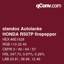 Color code: standox Autolacke - HONDA R507P firepepper | qconv.com
