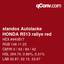Color code: standox Autolacke - HONDA R513 rallye red | qconv.com