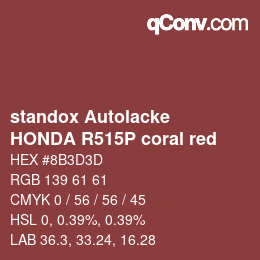 Farbcode: standox Autolacke - HONDA R515P coral red | qconv.com
