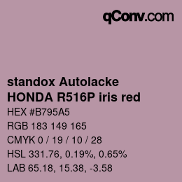 Código de color: standox Autolacke - HONDA R516P iris red | qconv.com
