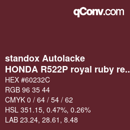 颜色代码: standox Autolacke - HONDA R522P royal ruby red | qconv.com