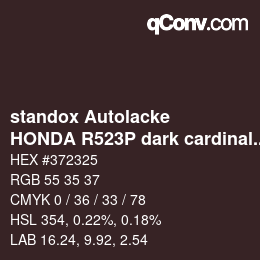 Color code: standox Autolacke - HONDA R523P dark cardinal red | qconv.com