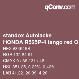 Color code: standox Autolacke - HONDA R525P-4 tango red OEM 2006 | qconv.com