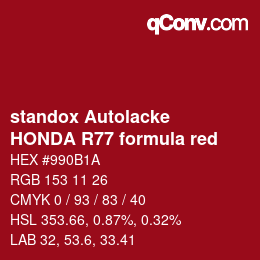 Farbcode: standox Autolacke - HONDA R77 formula red | qconv.com