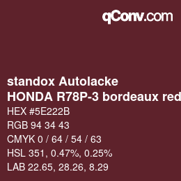 Código de color: standox Autolacke - HONDA R78P-3 bordeaux red | qconv.com