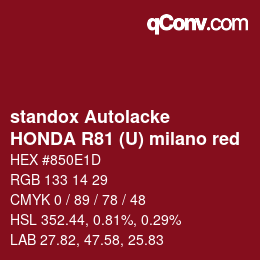 Código de color: standox Autolacke - HONDA R81 (U) milano red | qconv.com