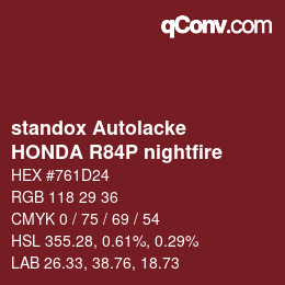 Farbcode: standox Autolacke - HONDA R84P nightfire | qconv.com