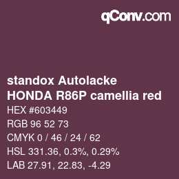 カラーコード: standox Autolacke - HONDA R86P camellia red | qconv.com