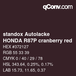 Color code: standox Autolacke - HONDA R87P cranberry red | qconv.com