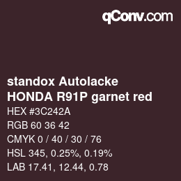 カラーコード: standox Autolacke - HONDA R91P garnet red | qconv.com