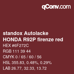 Color code: standox Autolacke - HONDA R92P firenze red | qconv.com