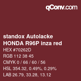 颜色代码: standox Autolacke - HONDA R96P inza red | qconv.com