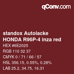 Color code: standox Autolacke - HONDA R96P-4 inza red | qconv.com