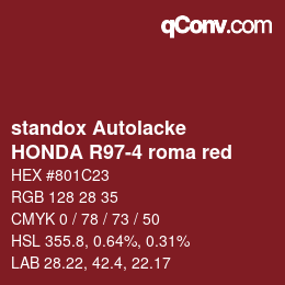 Code couleur: standox Autolacke - HONDA R97-4 roma red | qconv.com