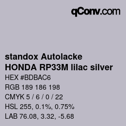 Code couleur: standox Autolacke - HONDA RP33M lilac silver | qconv.com