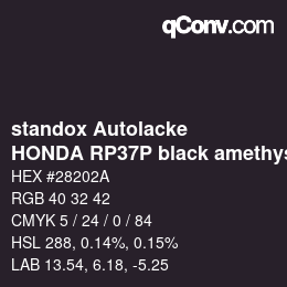 Color code: standox Autolacke - HONDA RP37P black amethyst | qconv.com