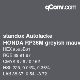 Código de color: standox Autolacke - HONDA RP38M greyish mauve OEM 2005 | qconv.com