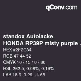 Color code: standox Autolacke - HONDA RP39P misty purple OEM 2006 | qconv.com