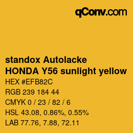 Color code: standox Autolacke - HONDA Y56 sunlight yellow | qconv.com
