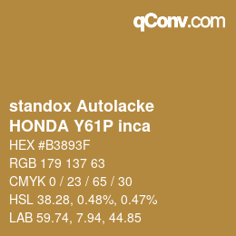 Color code: standox Autolacke - HONDA Y61P inca | qconv.com