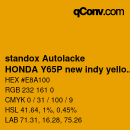 Code couleur: standox Autolacke - HONDA Y65P new indy yellow OEM 2005 | qconv.com