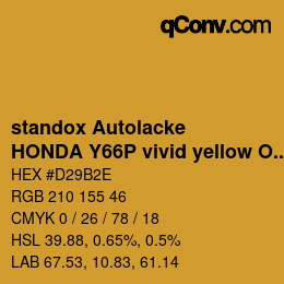 Color code: standox Autolacke - HONDA Y66P vivid yellow OEM 2005 | qconv.com