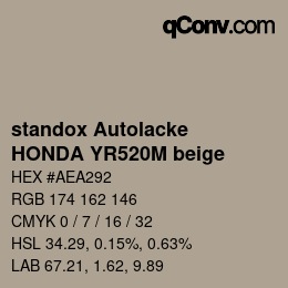 Code couleur: standox Autolacke - HONDA YR520M beige | qconv.com