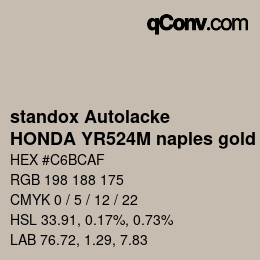Code couleur: standox Autolacke - HONDA YR524M naples gold | qconv.com