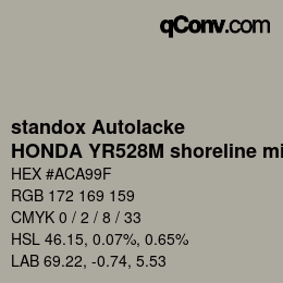 Farbcode: standox Autolacke - HONDA YR528M shoreline mist OEM 2005 | qconv.com