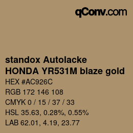 Farbcode: standox Autolacke - HONDA YR531M blaze gold | qconv.com