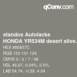 Código de color: standox Autolacke - HONDA YR534M desert silver | qconv.com