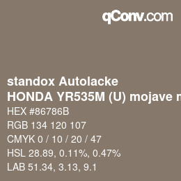 Code couleur: standox Autolacke - HONDA YR535M (U) mojave mist | qconv.com